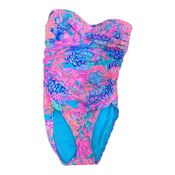 Lilly Pulitzer Flamenco Swimsuit Splendor in the Sand Sz 10 Bathing Suit - Picture 9 of 10